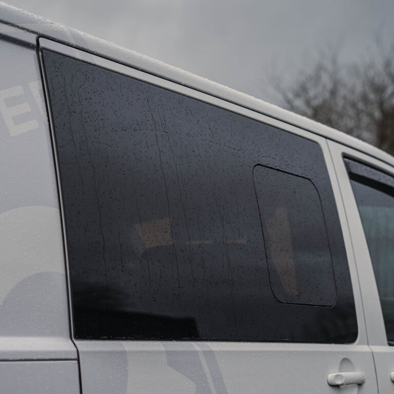 Installed flush sliding campervan window